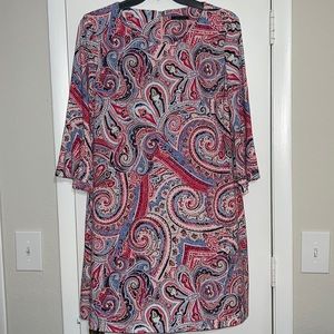 Tommy Hilfiger Paisley-Print Bell-Sleeve Dress Size 16